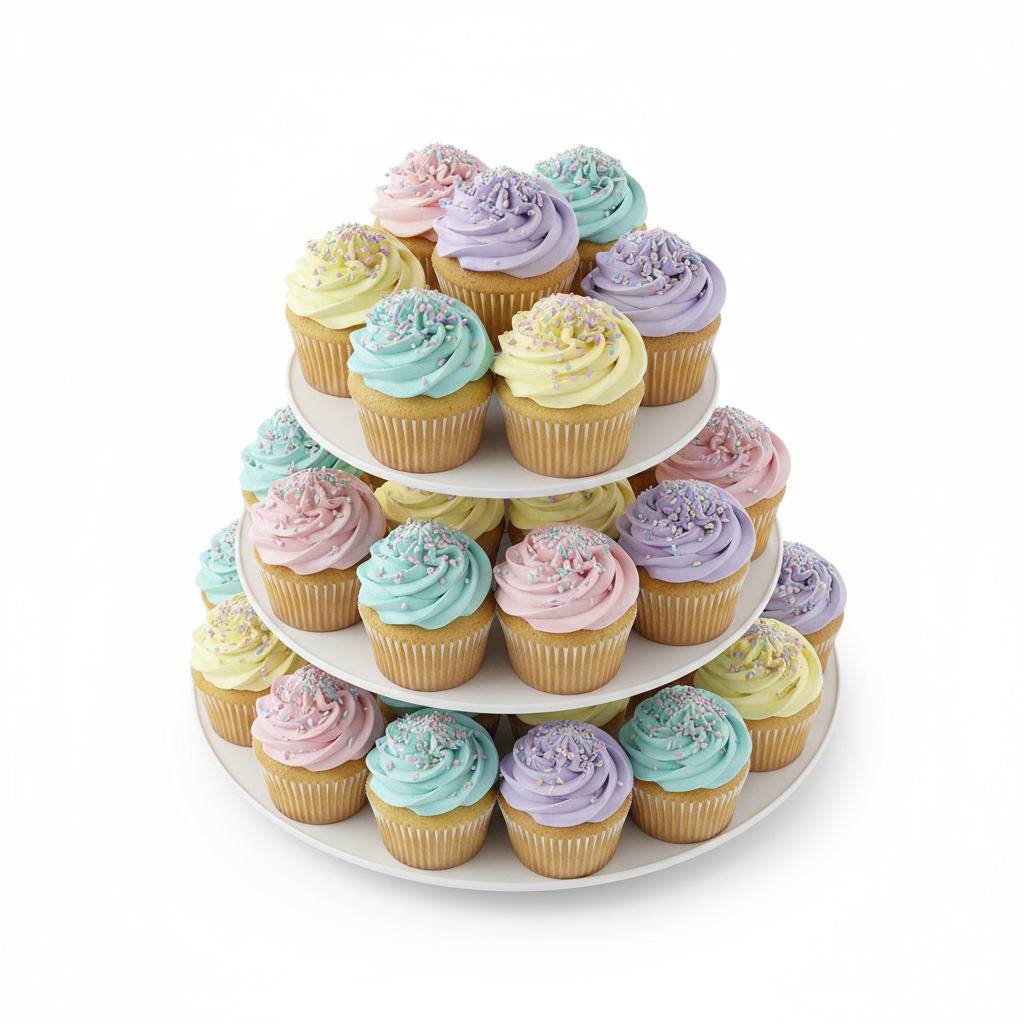 Cupcake tower with pastel buttercream